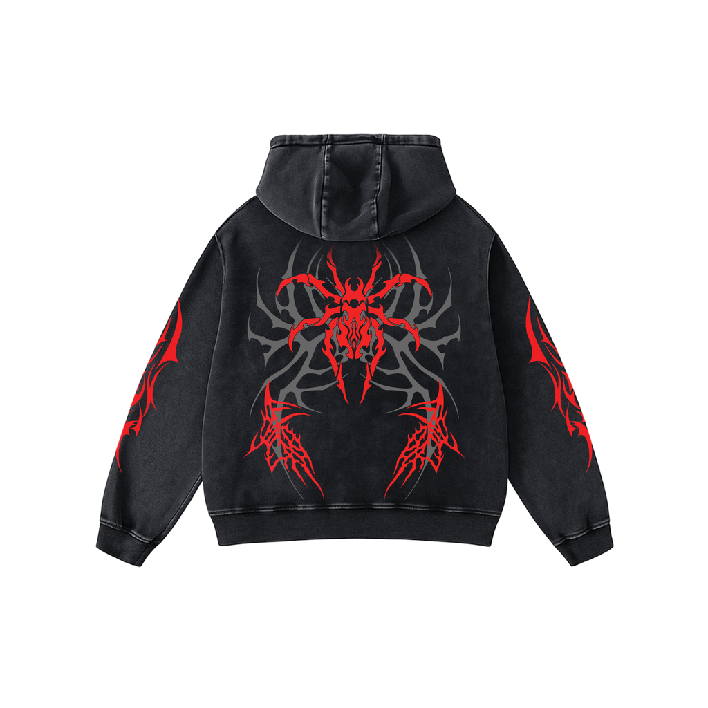 Crimson Fang Acid Wash Hoodie