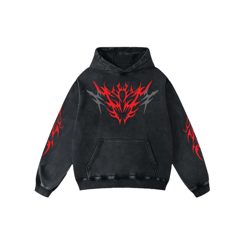 Crimson Fang Acid Wash Hoodie