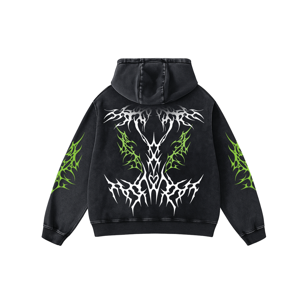 Neon Blaze Acid Wash Hoodie