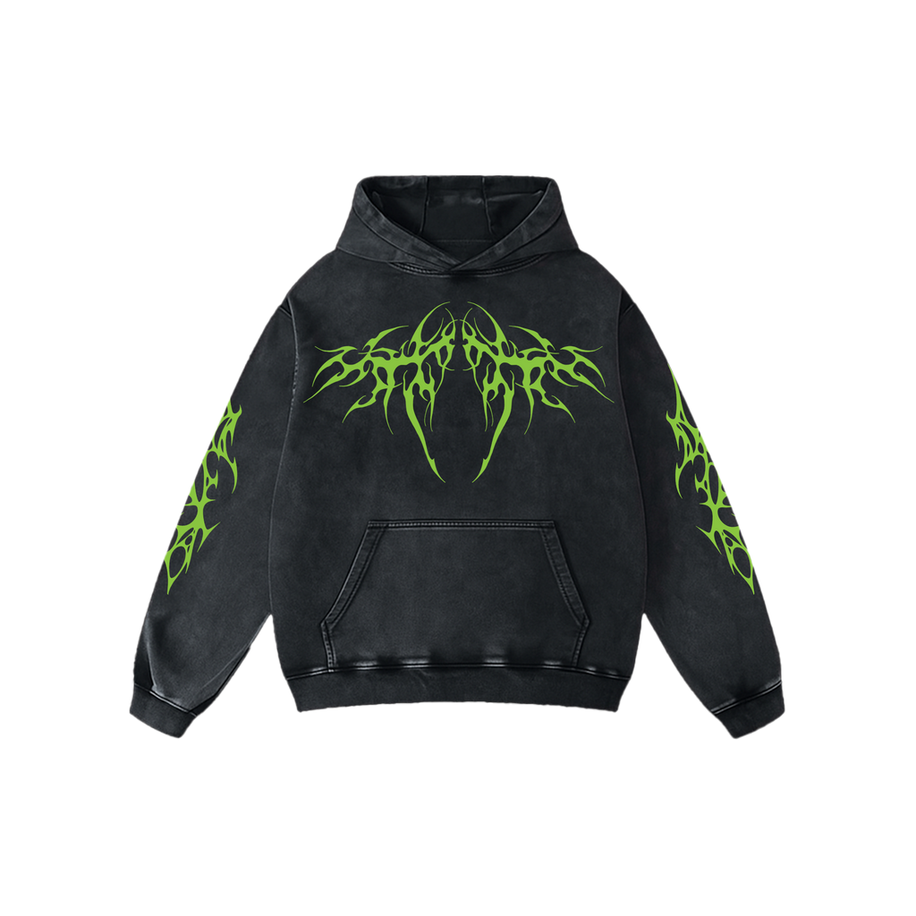 Neon Blaze Acid Wash Hoodie
