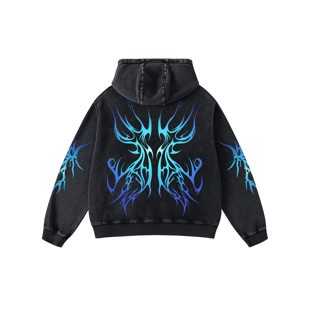 Blue Blaze Acid Wash Hoodie