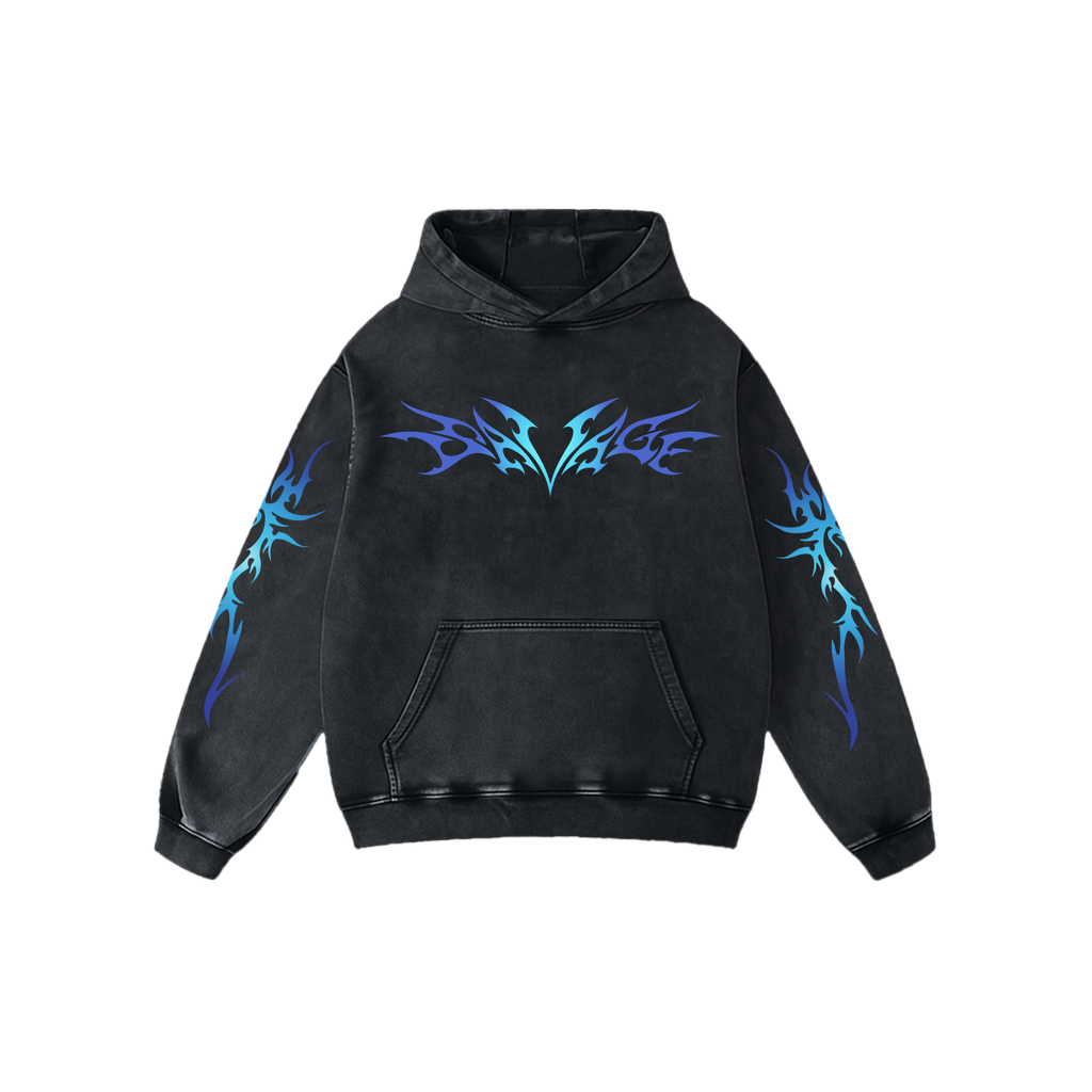 Blue Blaze Acid Wash Hoodie